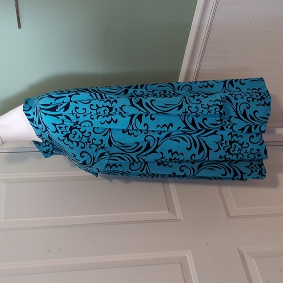 Bepei 2X Long Sleeve Blouse Turquoise Black Paisley Zipper - Picture 6 of 13